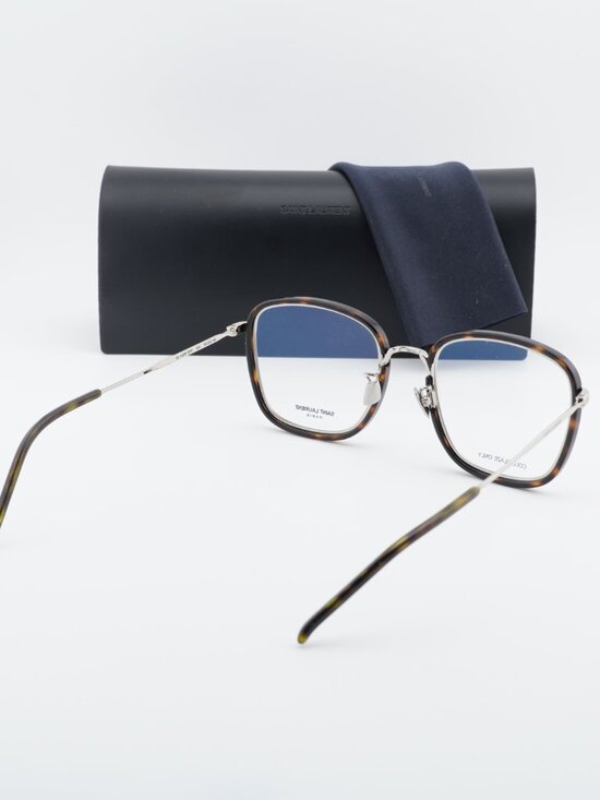 Saint Laurent SL440/F OPT 002 Square Eyeglasses – Havana/Silver 54mm main image 3